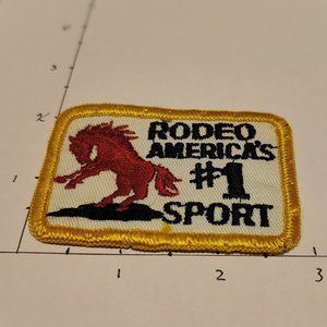 Rodeo American's #1 Sport Red Bucking Bronco Vintage Rodeo Iron On Patch